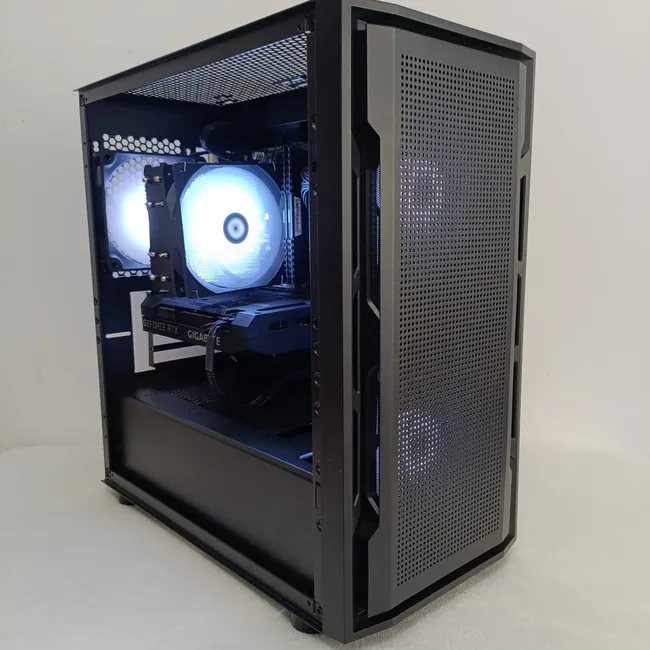 Black mesh-front desktop computer from Apex PCs previous work
